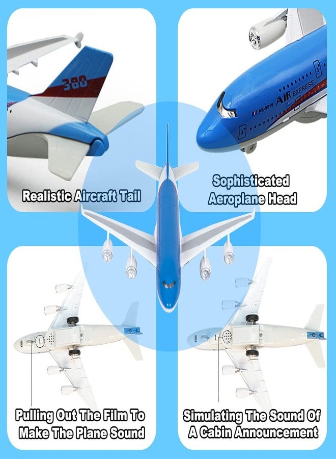 Crelloci Airplane Toys, Bump and Go Action, Pull Back Die Cast Model Plane with Lights & Sounds, 3D Anatomy View, Aircraft Vehicles Gift for Kids Toddler Boys Ages 3+(Blue) - Image 3
